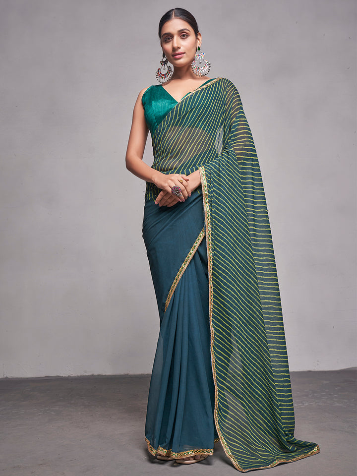 Georgette Saree with Art-Silk Blouse | Solid Designer for Weddings & Festive