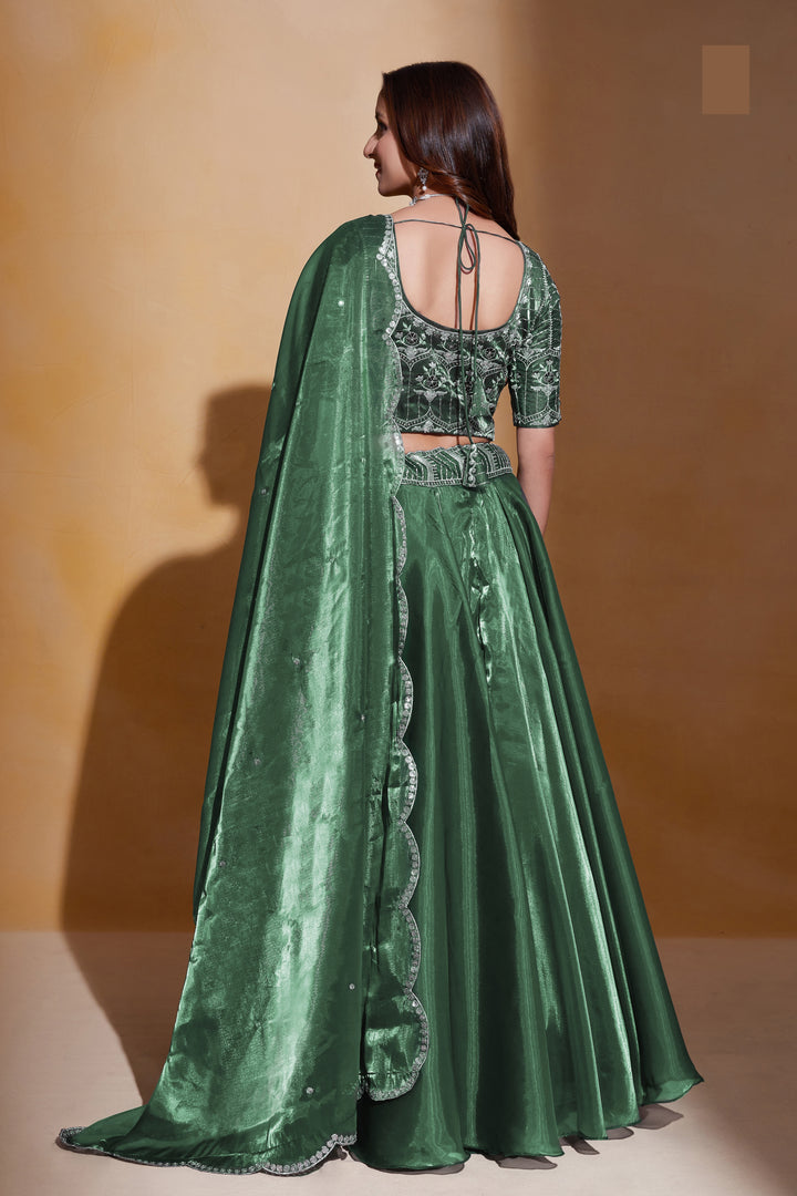 Elegant Organza Silk Lehenga | Thread & Sequin Embroidery for Weddings