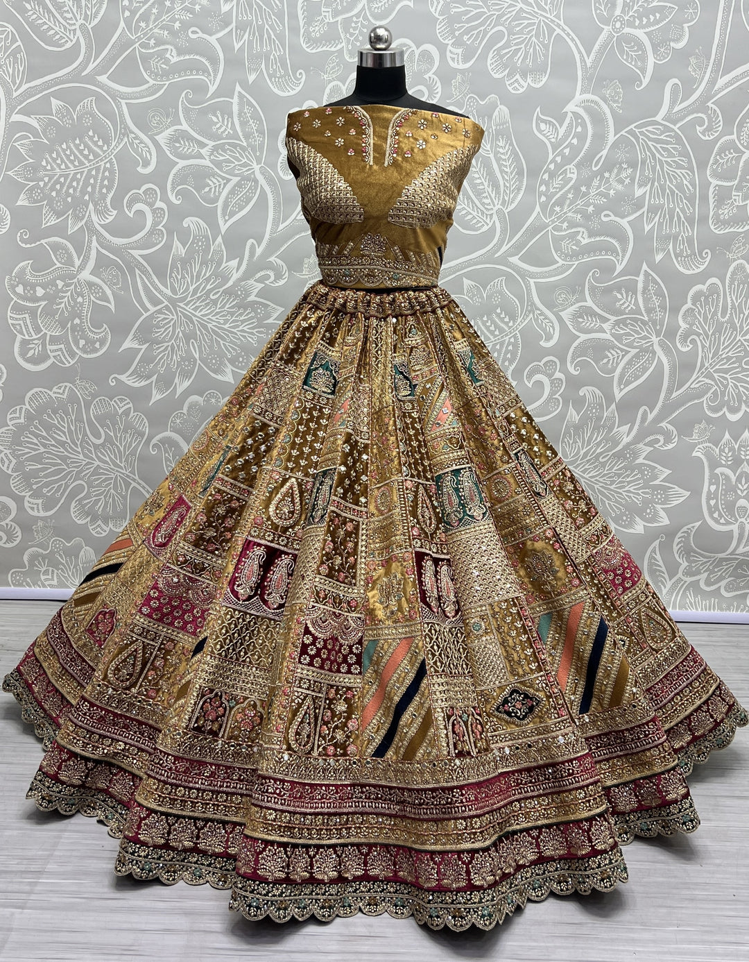 Velvet Lehengas with Patch-Work and Embroidery | Perfect for Weddings & Parties