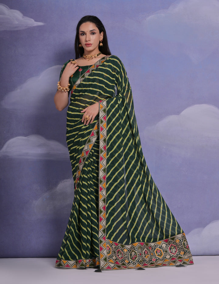 Georgette Printed Saree with Lace Work | Ideal for Weddings & Festive Events