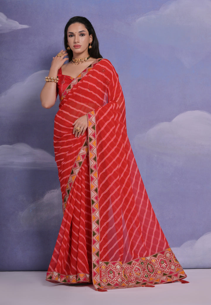 Georgette Printed Saree with Lace Work | Ideal for Weddings & Festive Events