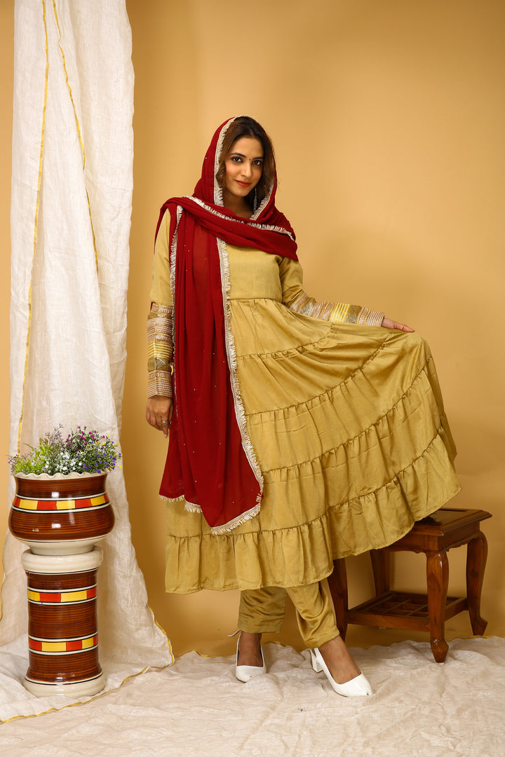 Stylish Readymade Suits | Art Silk Top & Bottom with Georgette Dupatta