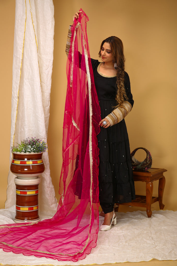 Designer Art Silk & Net Suit | Stylish Embroidery Work for Every Event