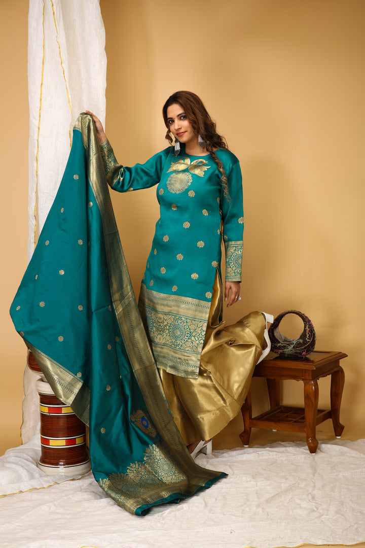 Stylish Art Silk Suit | Wevon Jari Designer Readymade Attire