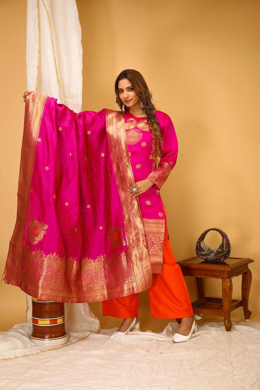 Stylish Art Silk Suit | Wevon Jari Designer Readymade Attire