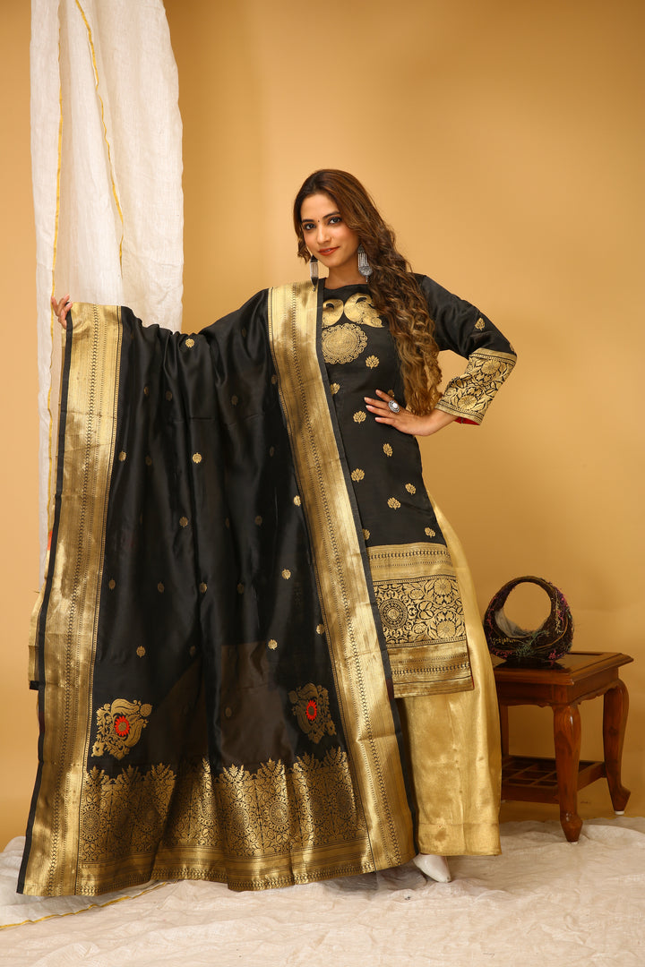 Stylish Art Silk Suit | Wevon Jari Designer Readymade Attire