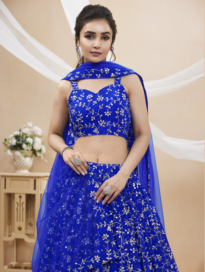 Georgette Lehenga with Soft Net Dupatta | Designer Sequence & Jari Embroidery