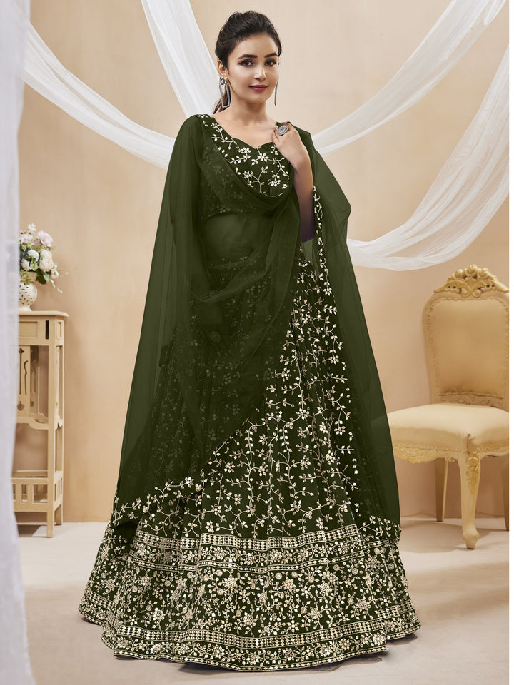 Georgette Lehenga with Soft Net Dupatta | Designer Sequence & Jari Embroidery