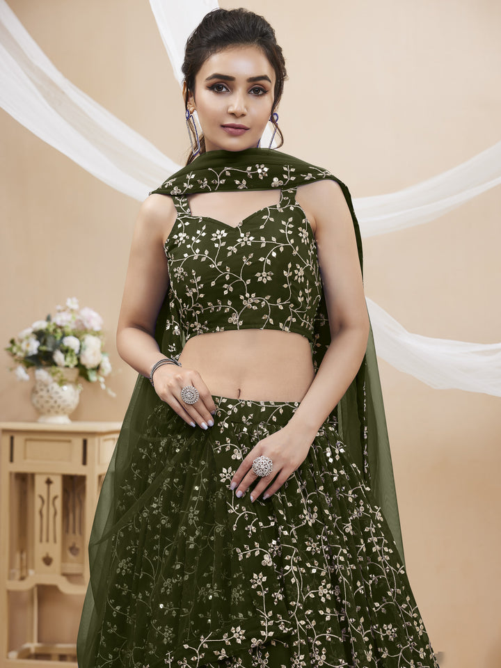 Georgette Lehenga with Soft Net Dupatta | Designer Sequence & Jari Embroidery