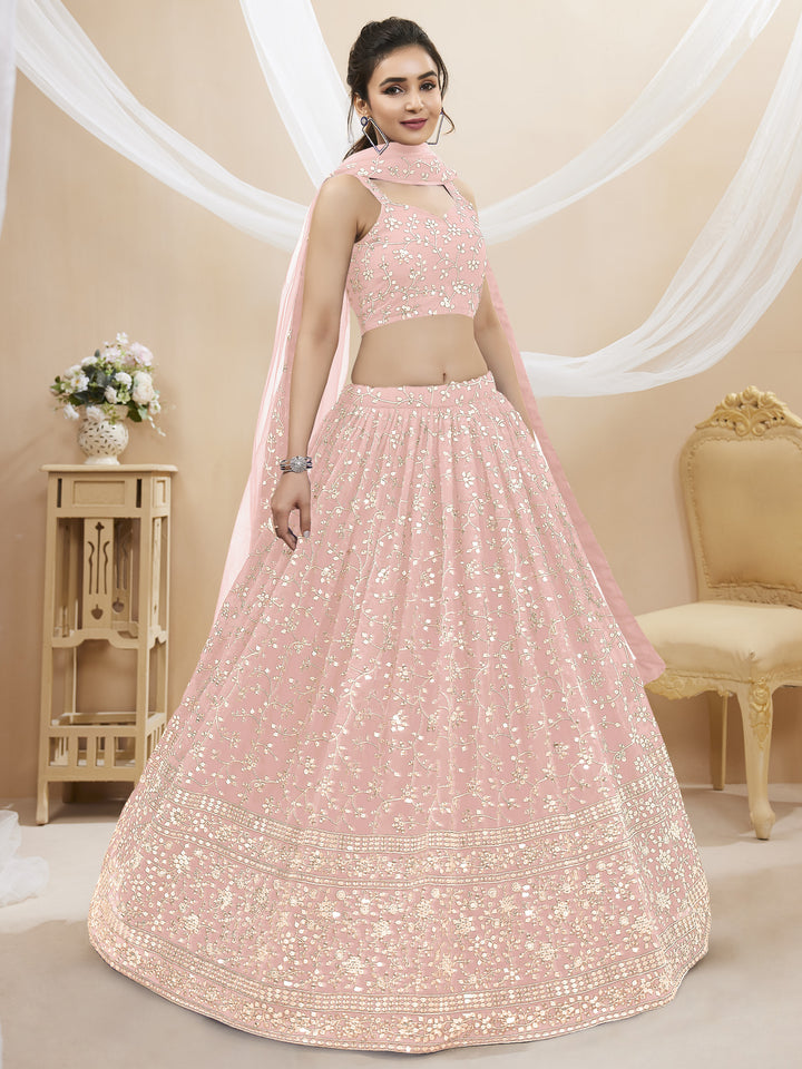 Georgette Lehenga with Soft Net Dupatta | Designer Sequence & Jari Embroidery