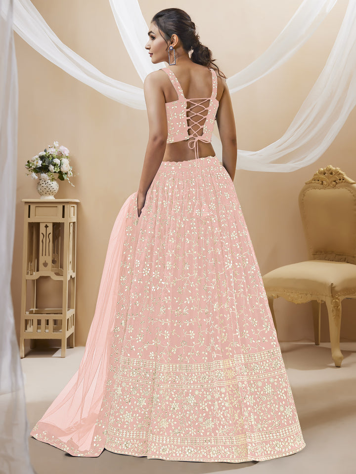 Georgette Lehenga with Soft Net Dupatta | Designer Sequence & Jari Embroidery