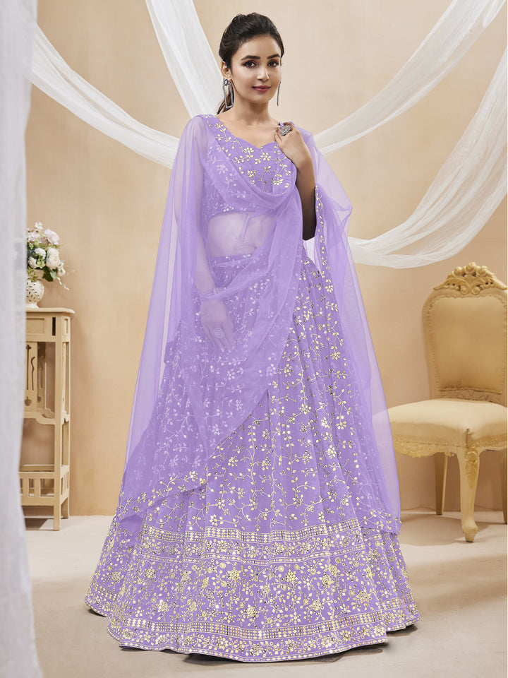 Georgette Lehenga with Soft Net Dupatta | Designer Sequence & Jari Embroidery