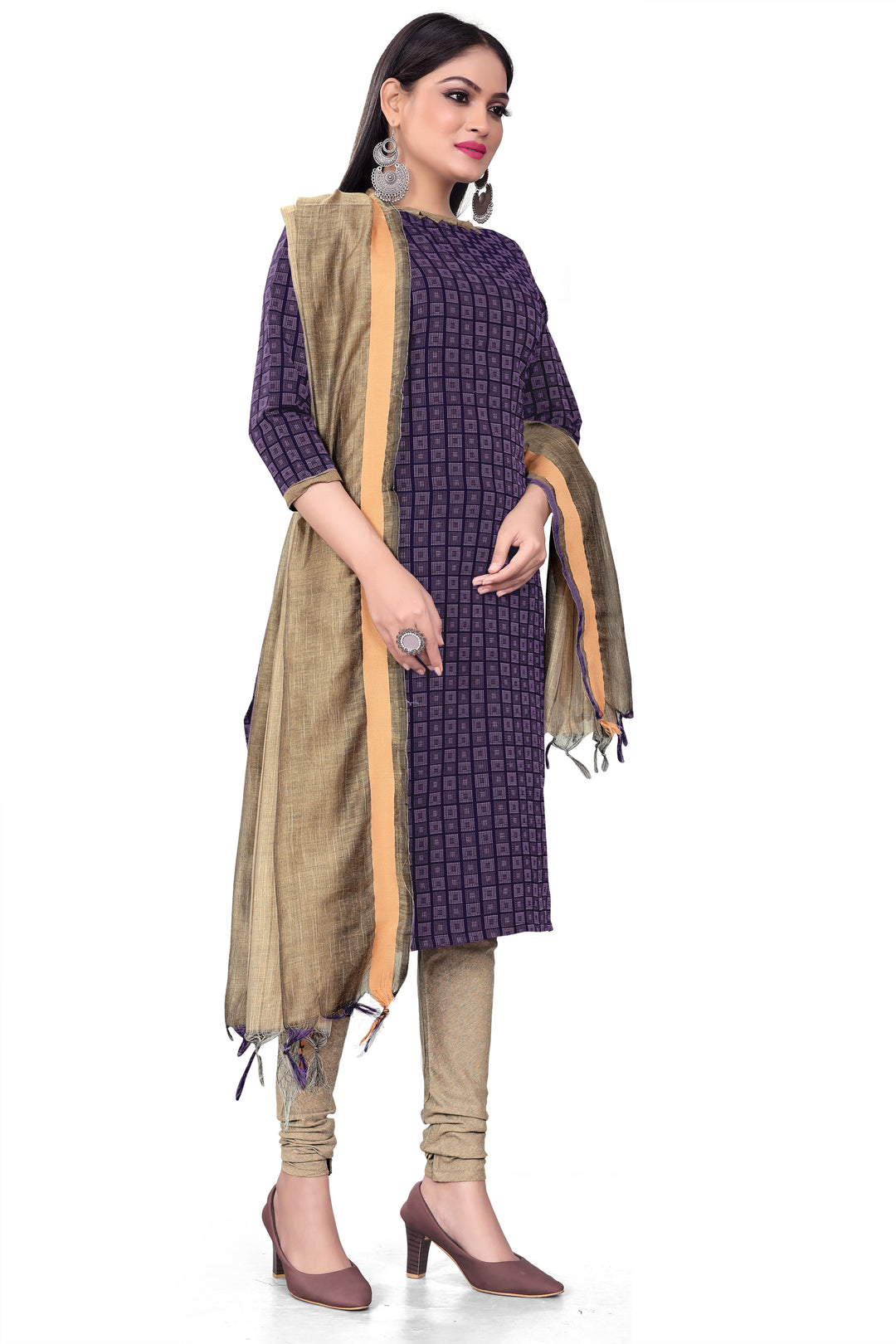 Cotton Wevon Designer Outfit Set | Comfortable Top, Bottom & Dupatta