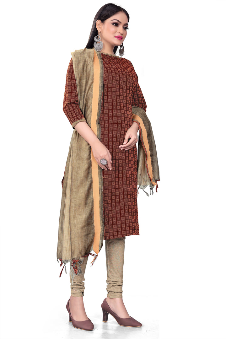 Cotton Wevon Designer Outfit Set | Comfortable Top, Bottom & Dupatta