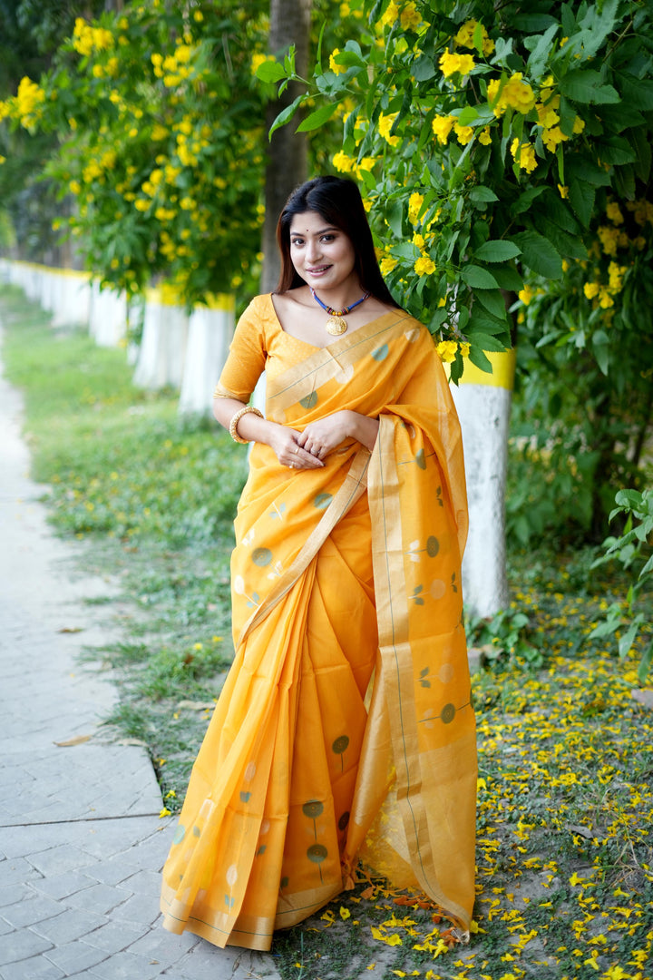 Linen Saree with Jari Weaving | Designer Jamdani for Special Events