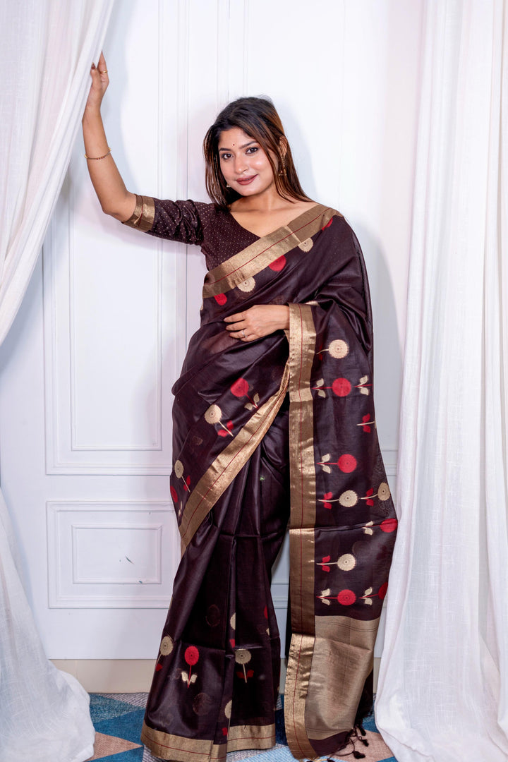 Linen Saree with Jari Weaving | Designer Jamdani for Special Events