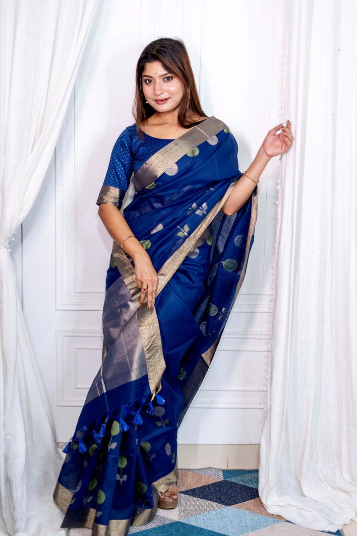 Linen Saree with Jari Weaving | Designer Jamdani for Special Events