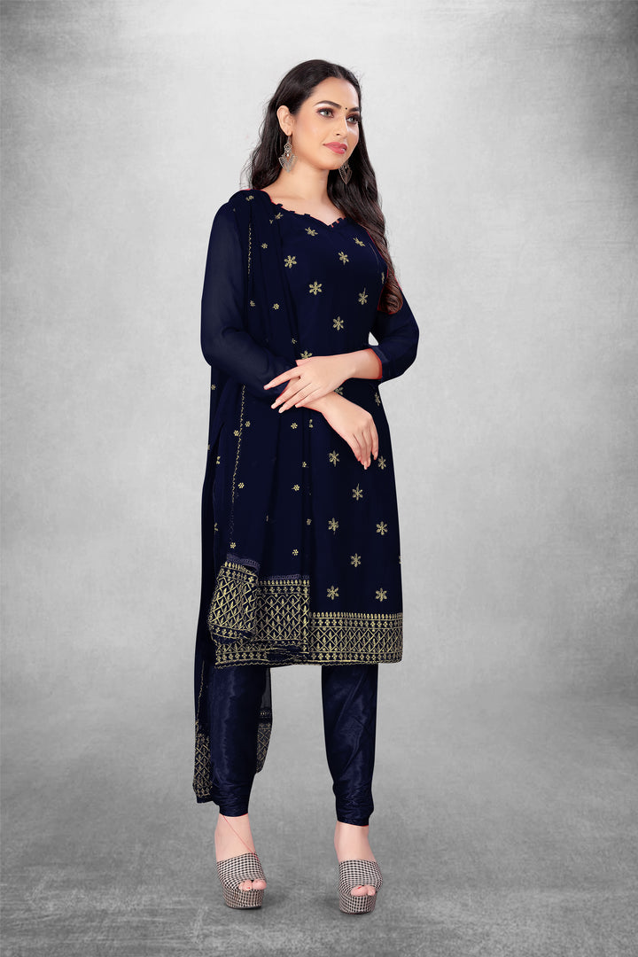 Designer Georgette Top with Santoon Bottom | Elegant Jari Embroidery Work