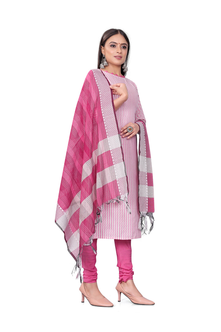 Cotton Wevon Designer Top | Stylish Cotton Bottom & Dupatta Set