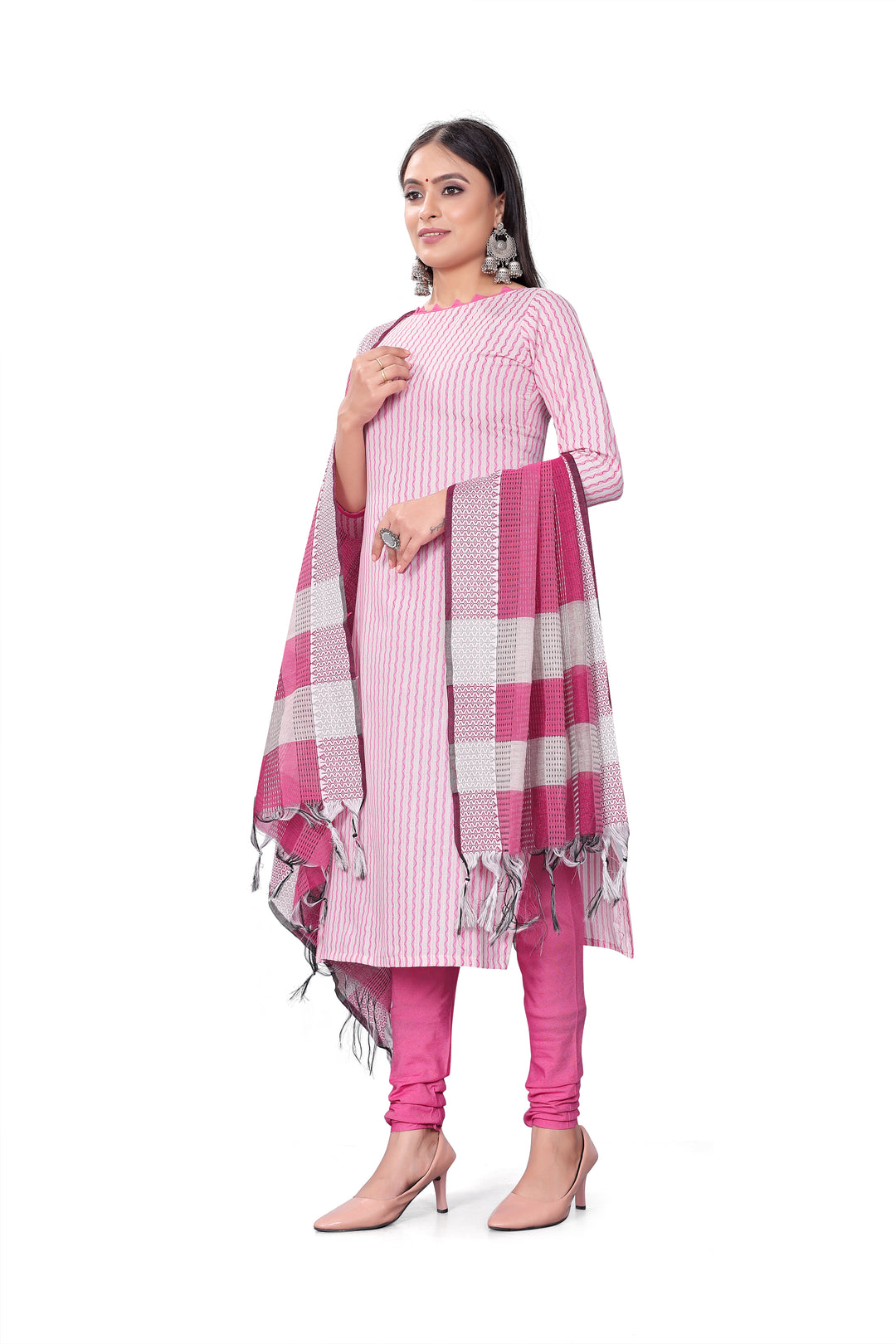 Cotton Wevon Designer Top | Stylish Cotton Bottom & Dupatta Set