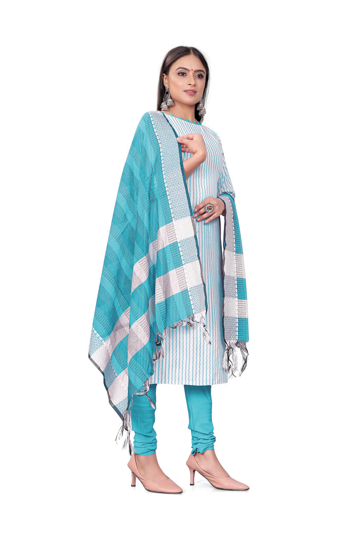 Cotton Wevon Designer Top | Stylish Cotton Bottom & Dupatta Set