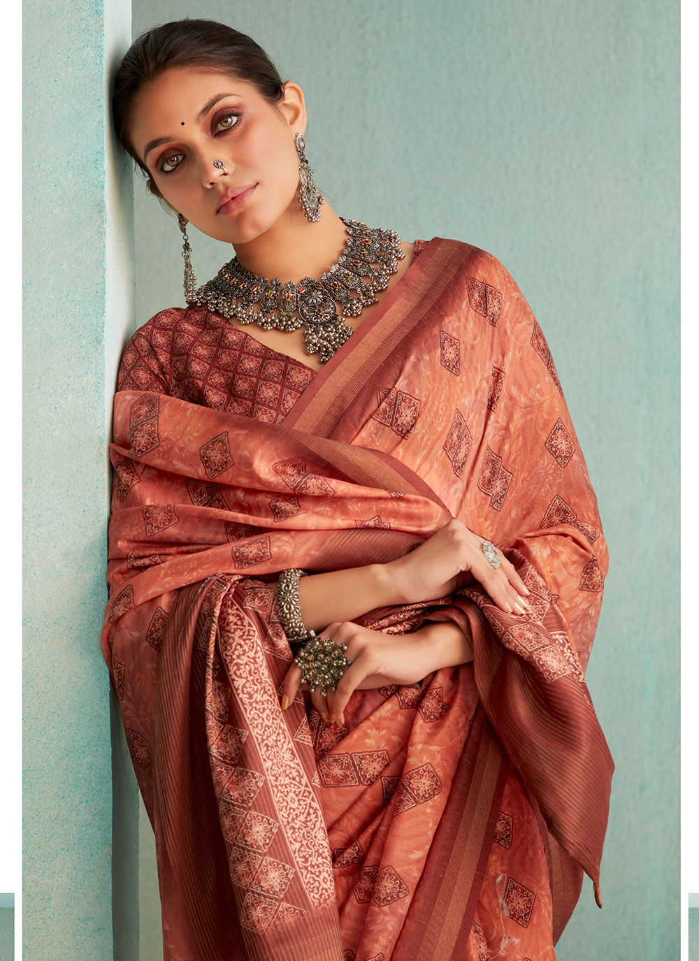 Elegant Jute-Silk Saree | Designer Weaving with Jari Border for Events