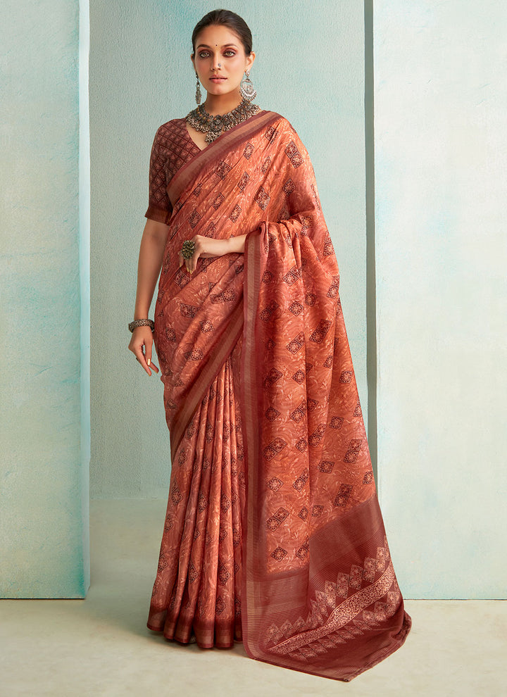 Elegant Jute-Silk Saree | Designer Weaving with Jari Border for Events