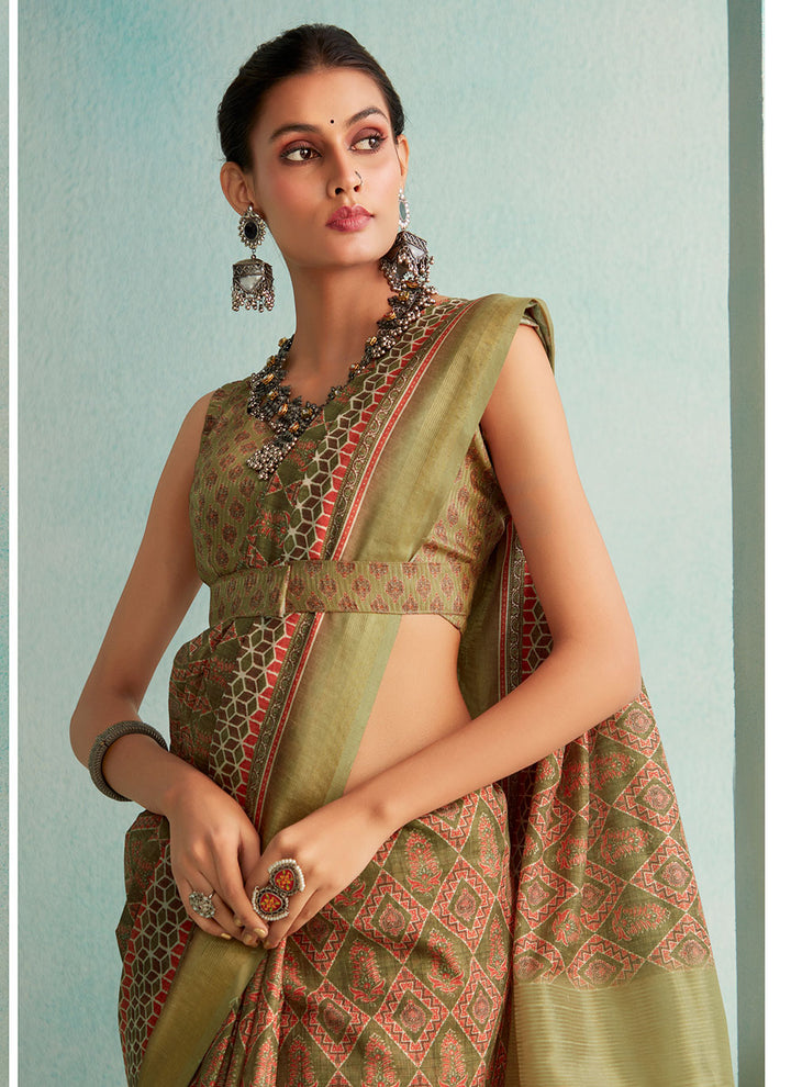 Designer Jute-Silk Saree with Jari Border | Perfect for Weddings & Festive Occasions