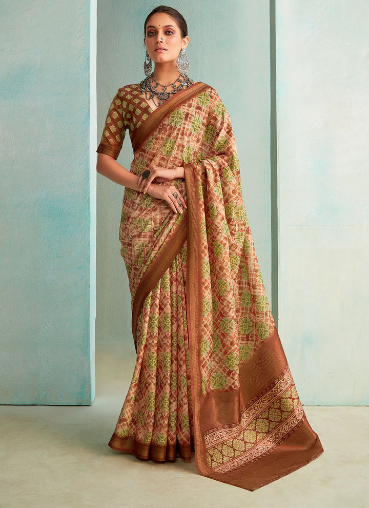 Designer Jute-Silk Saree with Weaving Jari Border | Perfect for Weddings & Events