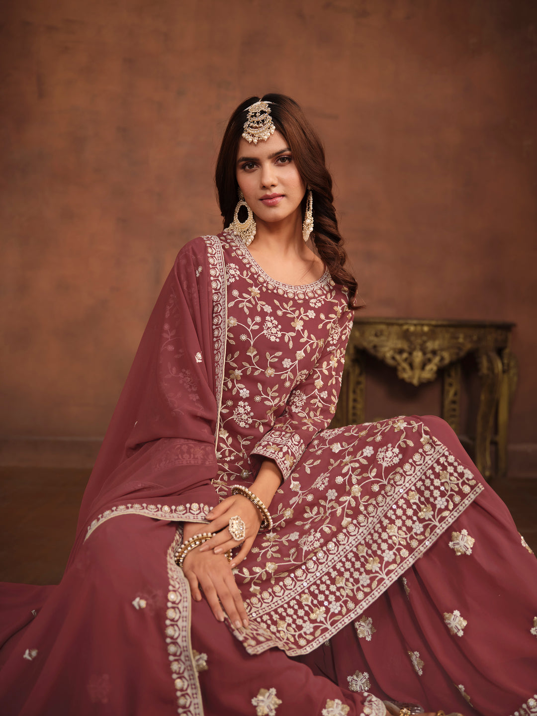 Designer Plazzo Suit | Embroidered Net Top with Satin Comfort