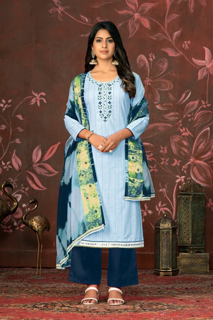 Stylish Designer Handwork Kurti Set | Soft Cotton & Organza Grace