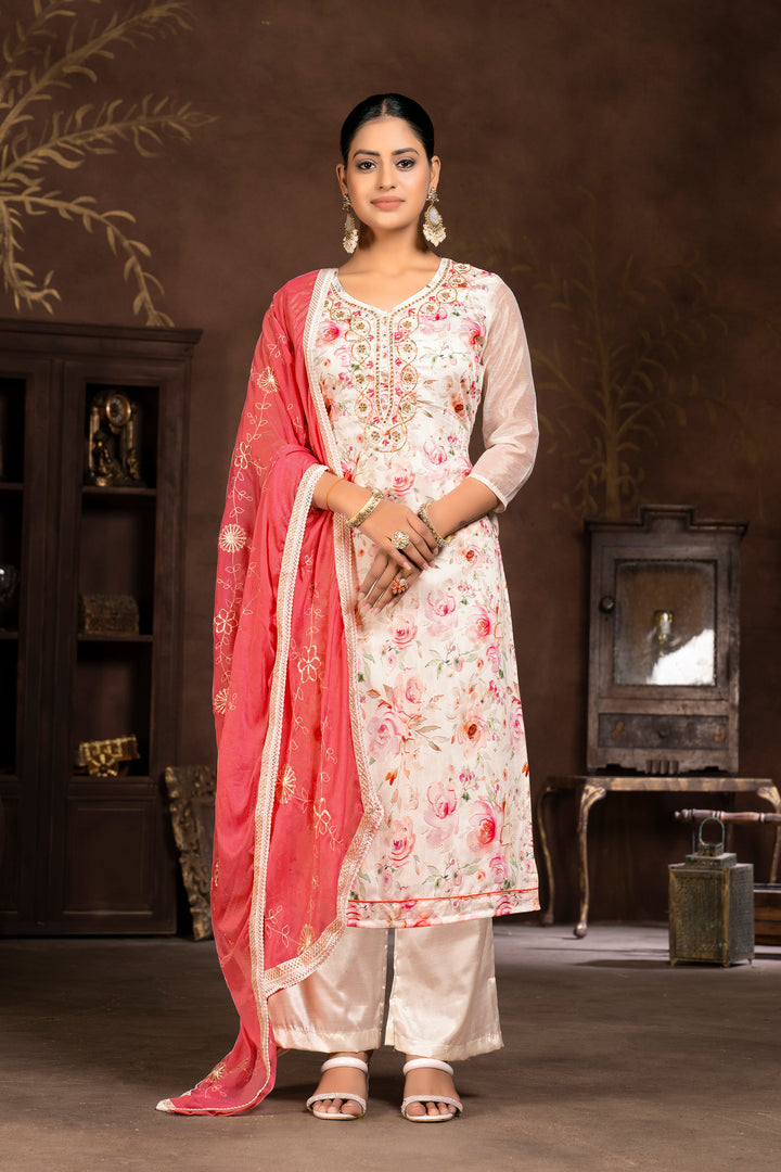 Stylish Modal Butti Kurti Set | Embroidered Design & Santoon Bottoms