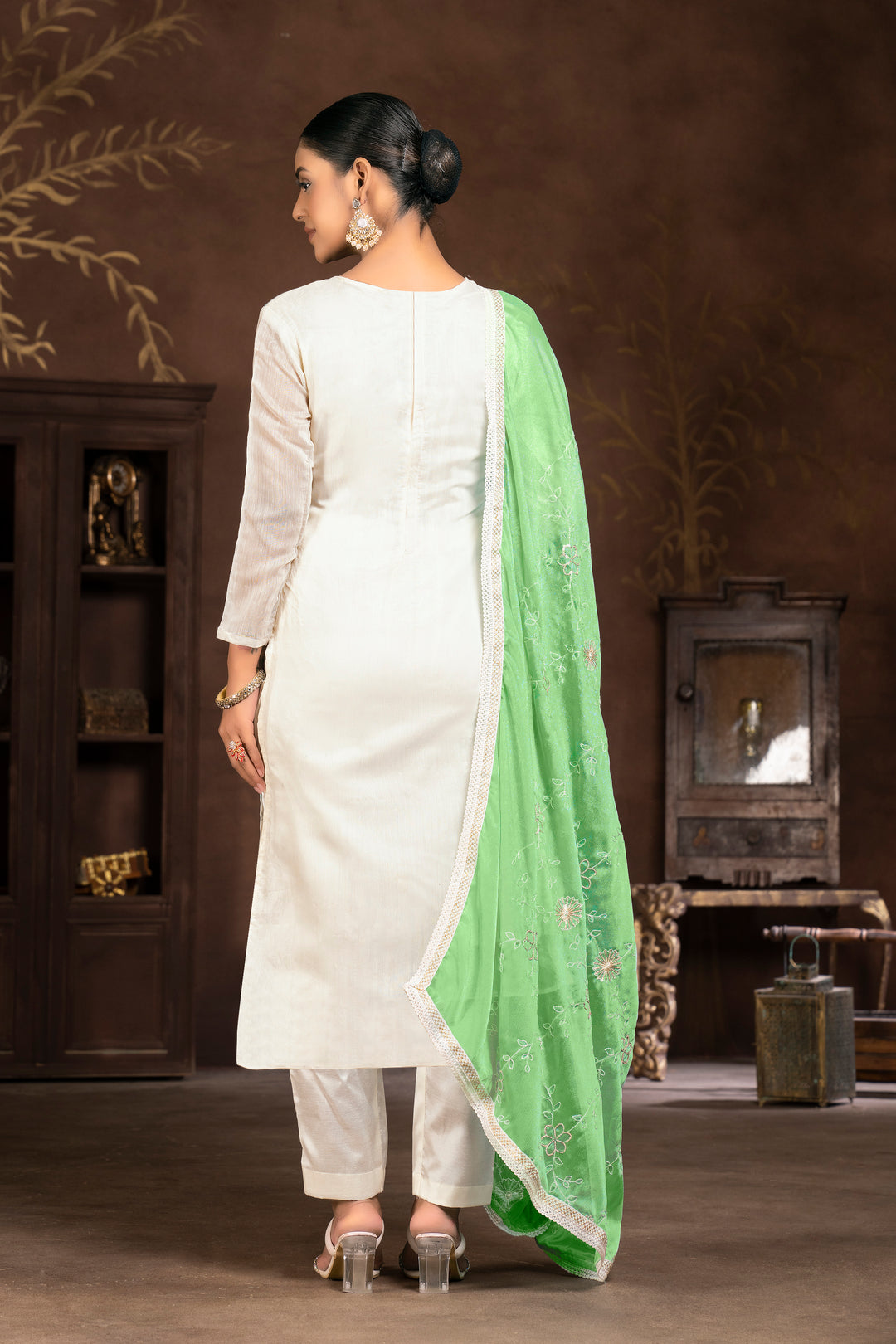 Stylish Modal Butti Kurti Set | Embroidered Design & Santoon Bottoms