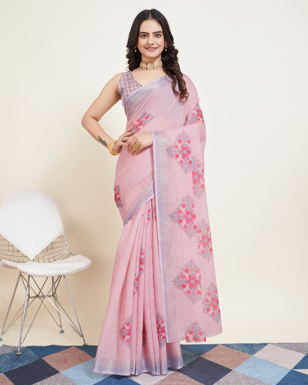 Designer-Printed Cotton Saree for Special Events | Elegant Festive Attire