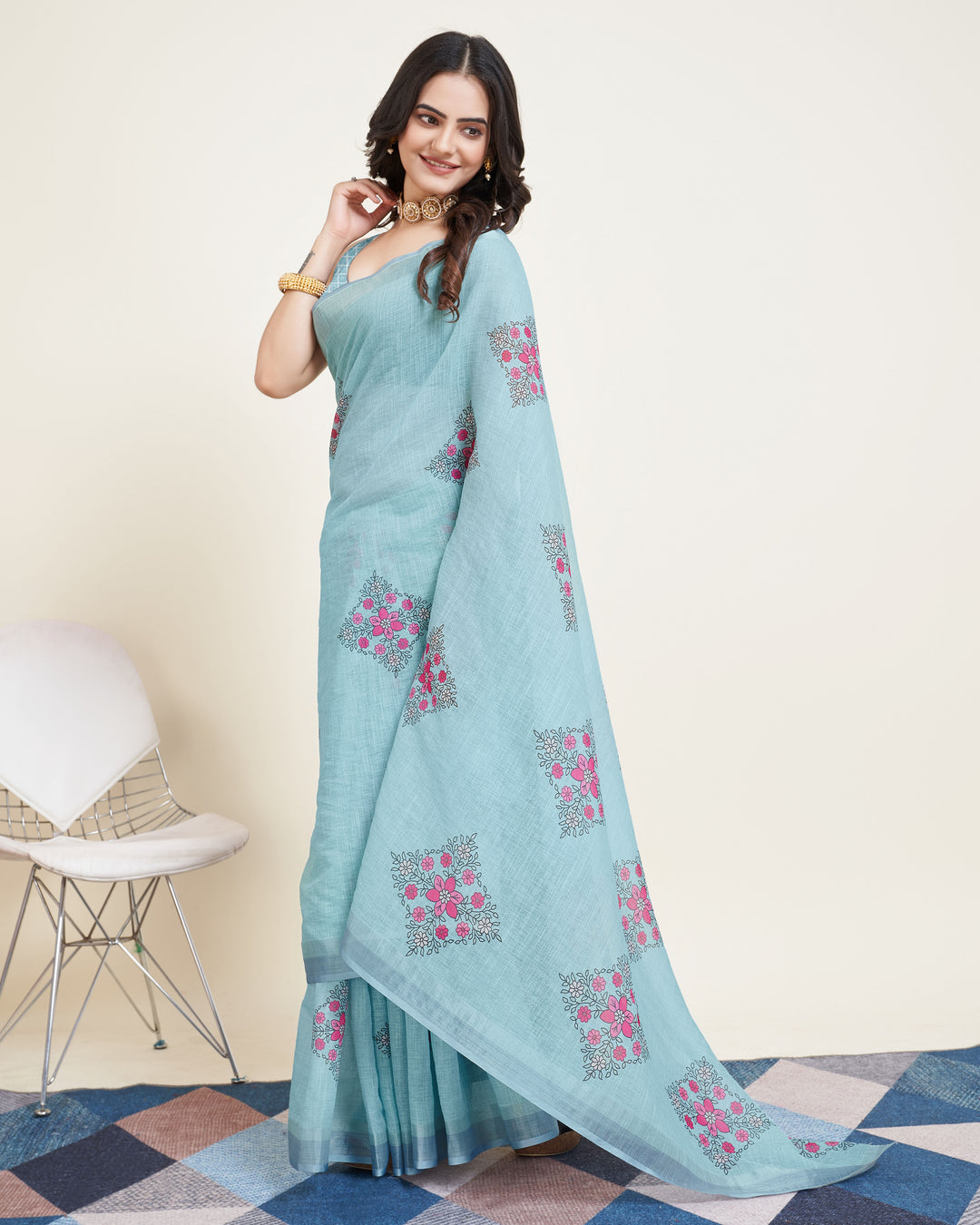 Designer-Printed Cotton Saree for Special Events | Elegant Festive Attire