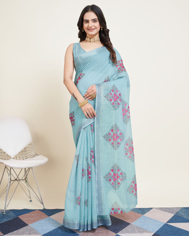 Designer-Printed Cotton Saree for Special Events | Elegant Festive Attire