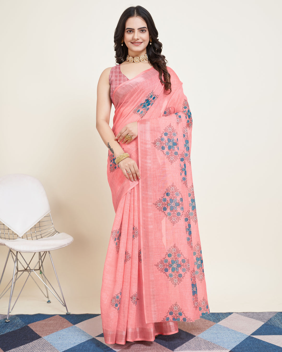 Designer-Printed Cotton Saree for Special Events | Elegant Festive Attire