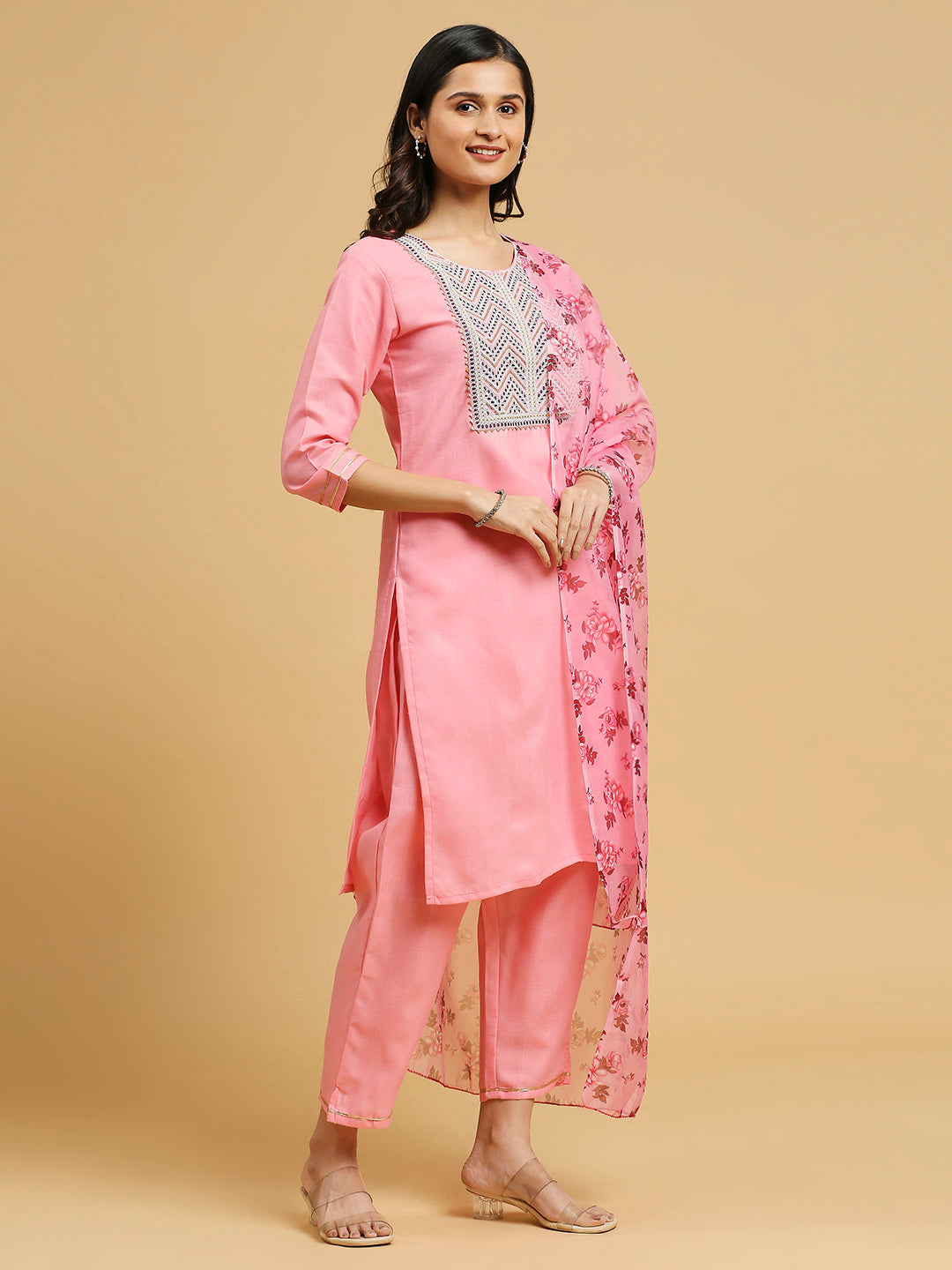 Designer Cotton Suit with Embroidery | Stylish Printed Dupatta Included