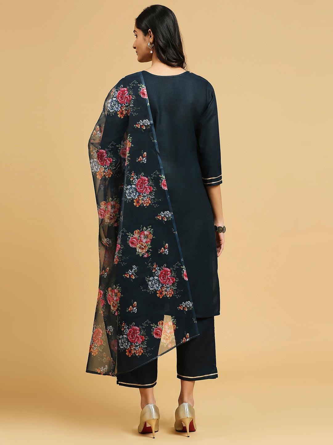 Designer Cotton Suit | Embroidered Top & Printed Dupatta for Style