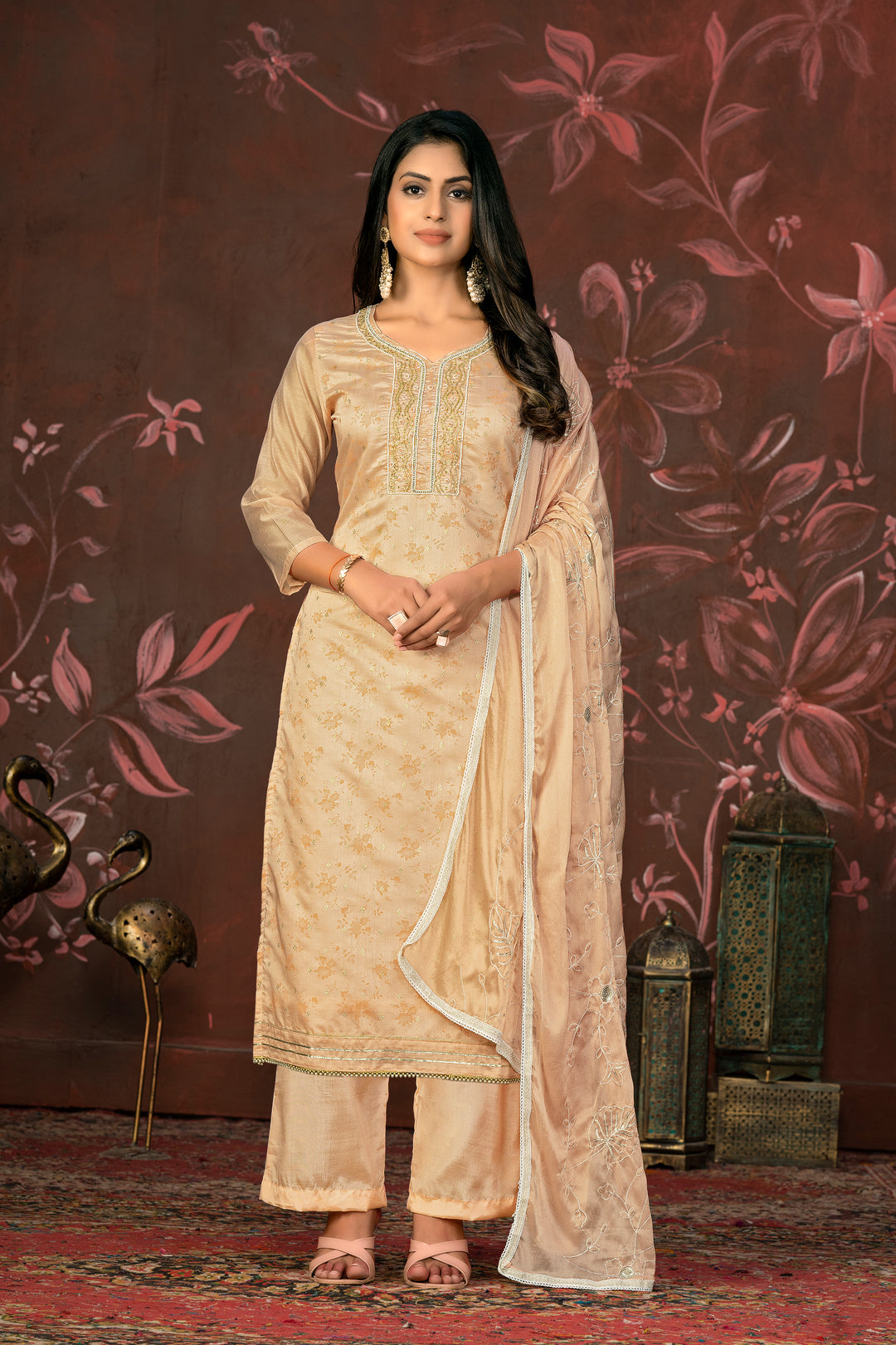 Premium Modal Butti | Stylish Handwork Suit with Organza and Santoon Combo