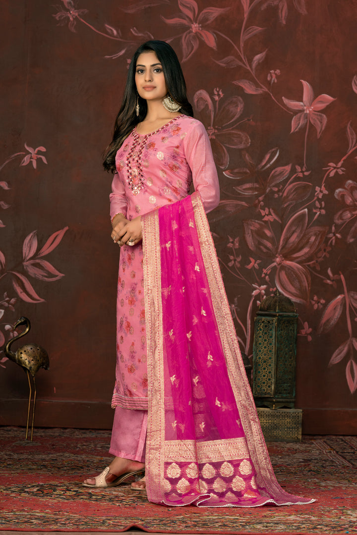 Elegant Modal Butti Suit | Organza Dupatta with Santoon Bottom