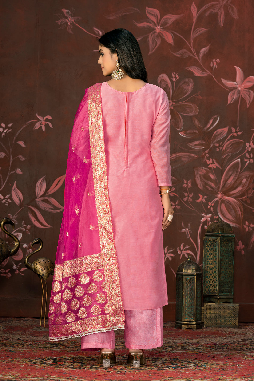 Elegant Modal Butti Suit | Organza Dupatta with Santoon Bottom