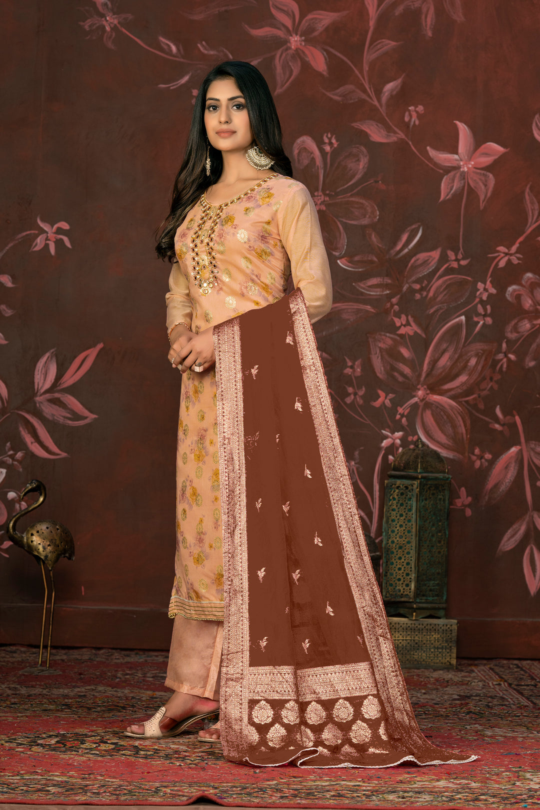 Elegant Modal Butti Suit | Organza Dupatta with Santoon Bottom