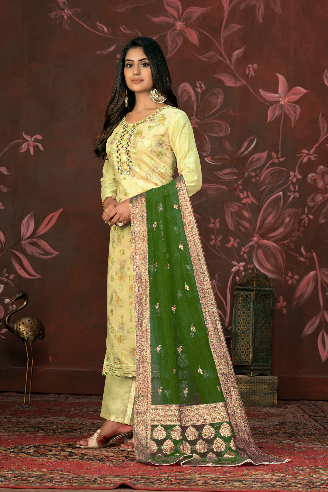 Elegant Modal Butti Suit | Organza Dupatta with Santoon Bottom