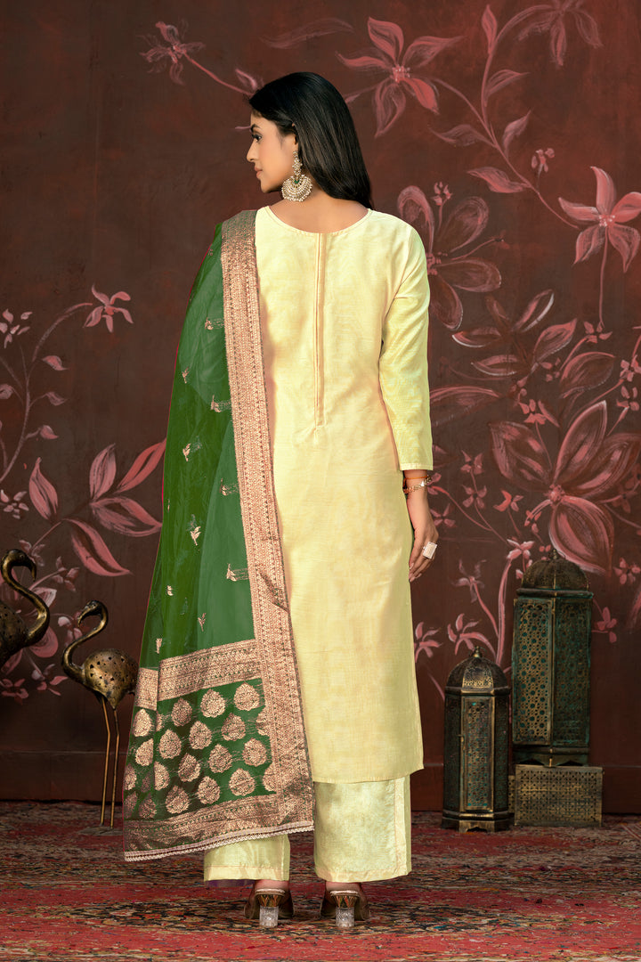 Elegant Modal Butti Suit | Organza Dupatta with Santoon Bottom