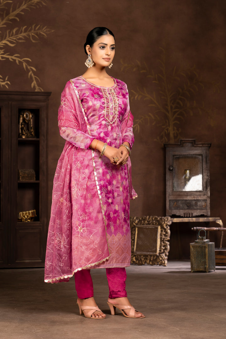 Elegant Organza Suit Set | Wevon Butti Designer Hand Work Ensemble