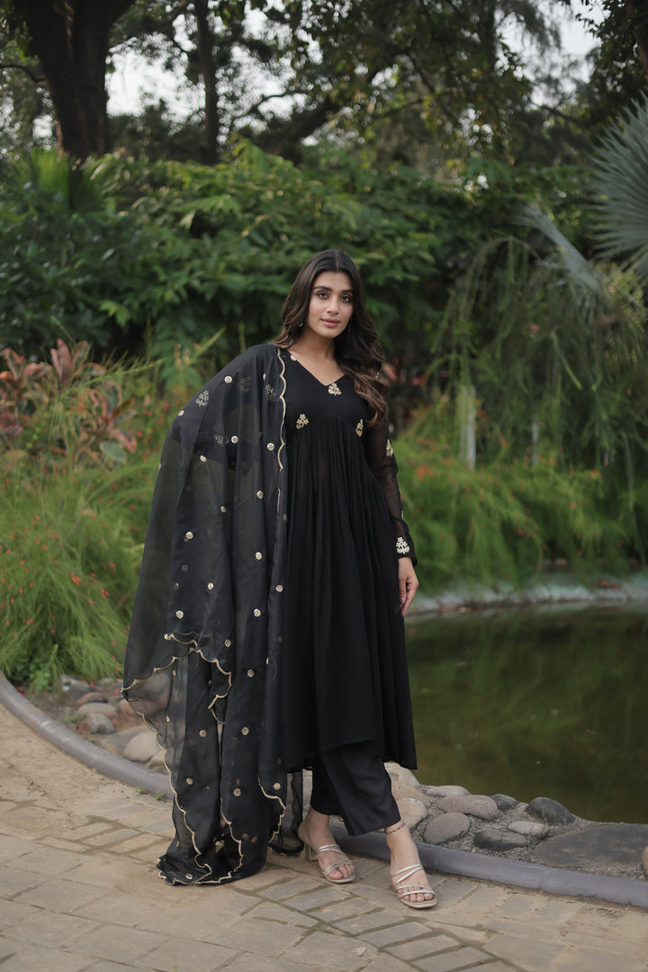 Elegant Party Wear Suit | Stunning Embroidery with Dupatta & Bottom