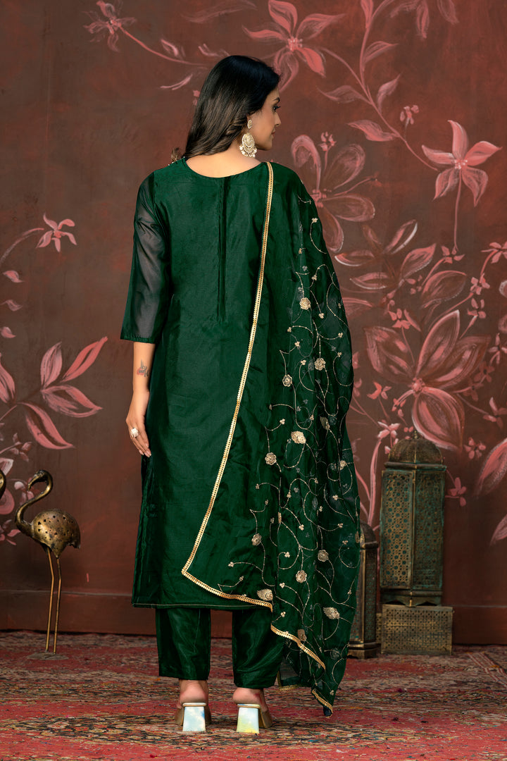 Organza Wevon Designer Suit | Hand Work Santoon Bottom & Dupatta Included