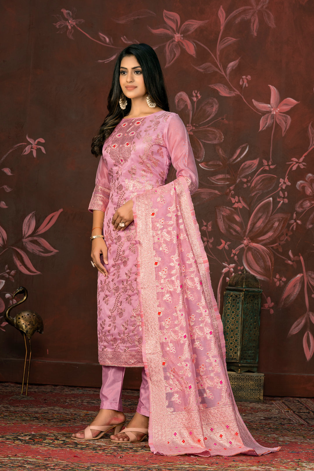 Elegant Banarasi Silk Suit | Designer Set with Santoon Bottom & Dupatta