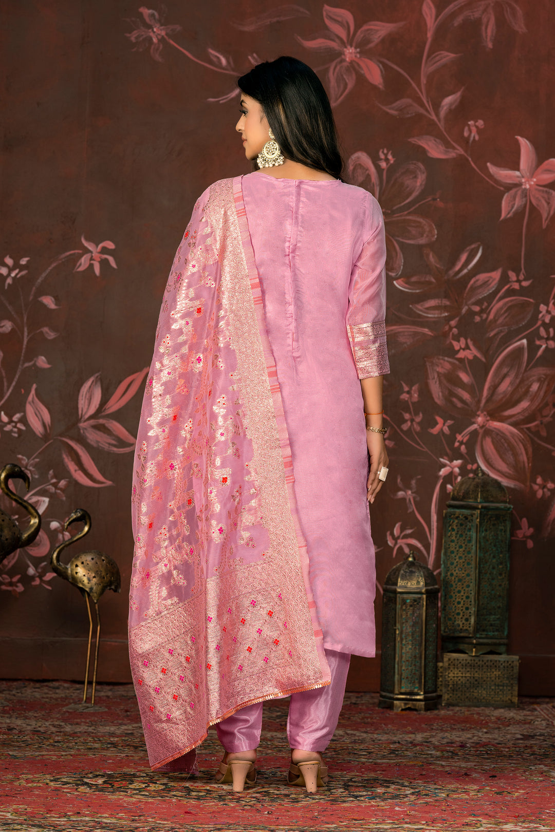 Elegant Banarasi Silk Suit | Designer Set with Santoon Bottom & Dupatta